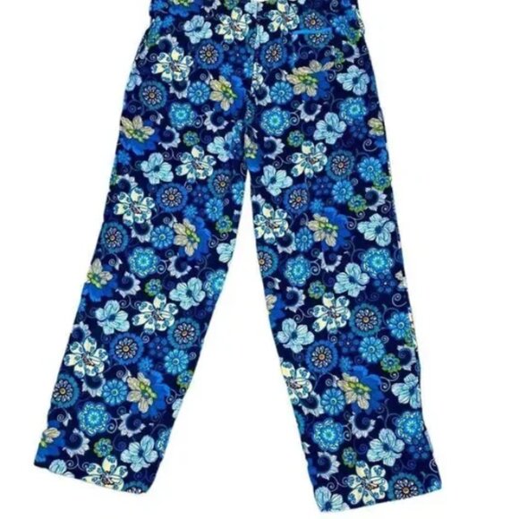 Vera Bradley Blue Floral Drawstring  Button Front Lounge Corduroy Pant Samll - Picture 4 of 8